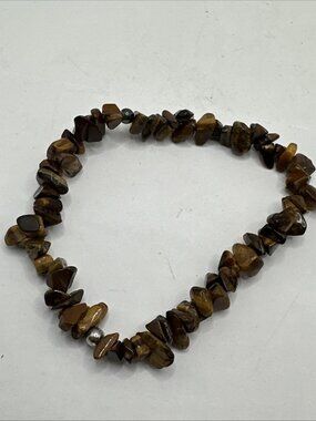 Tiger's Eye Gemstone Chip Bracelet Stretch 7”